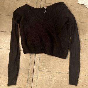 Black Sweater Crop Top
